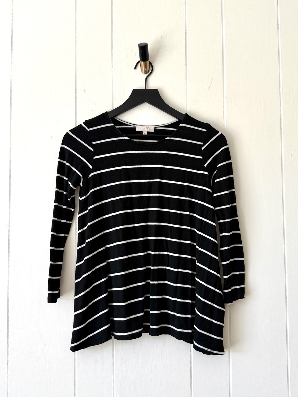 Anthropologie Puella Black and White Stripe Swing Trapeze Top